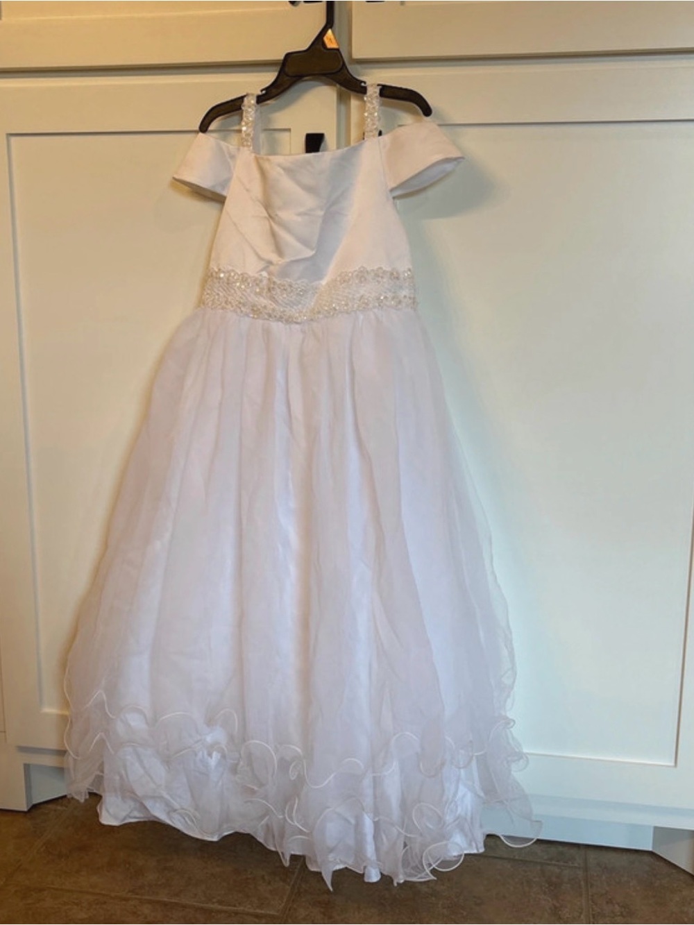 Rare Editions White Girls' Beaded Waist Formal Dress